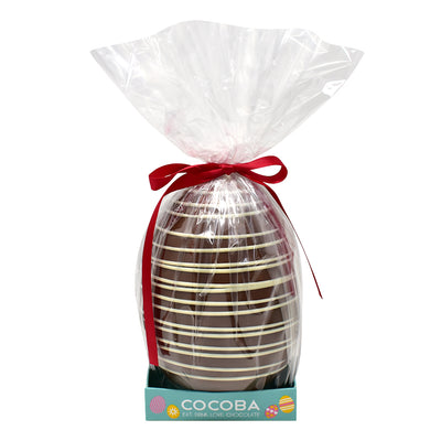 Milk Chocolate Easter Egg with Toffee and Shortbread Pieces and White Chocolate Drizzle